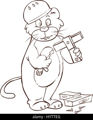 weißem Hintergrund-Vektor-Illustration einer niedlichen Zimmermann-Katze Stock Vektor