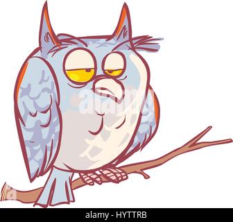 Kleine blaue Eule auf einem Ast Stock Vektor