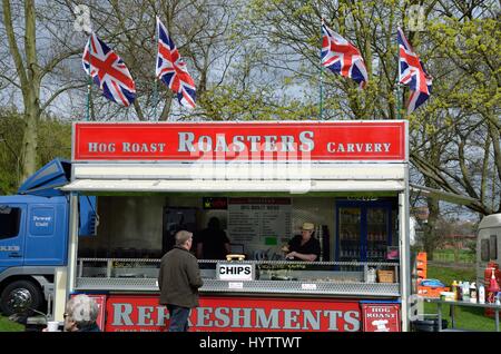 Colchester United Kingdom -1 April 2017: Schwein braten Stall Stockfoto