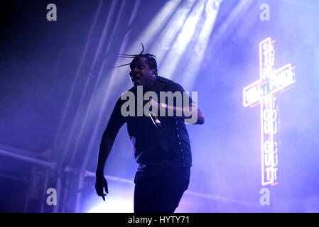 BARCELONA - 4 JUN: Dwele T (Hip-Hop-Band) führen im Konzert beim Festival Primavera Sound 2016 am 4. Juni 2016 in Barcelona, Spanien. Stockfoto