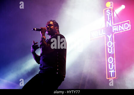 BARCELONA - 4 JUN: Dwele T (Hip-Hop-Band) führen im Konzert beim Festival Primavera Sound 2016 am 4. Juni 2016 in Barcelona, Spanien. Stockfoto