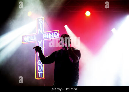 BARCELONA - 4 JUN: Dwele T (Hip-Hop-Band) führen im Konzert beim Festival Primavera Sound 2016 am 4. Juni 2016 in Barcelona, Spanien. Stockfoto