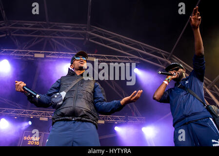 BARCELONA - 18 JUN: Abschnitt Boyz (Rap-Band) führen im Konzert beim Sonar Festival am 18. Juni 2016 in Barcelona, Spanien. Stockfoto