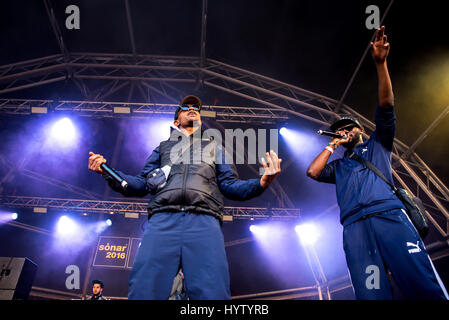 BARCELONA - 18 JUN: Abschnitt Boyz (Rap-Band) führen im Konzert beim Sonar Festival am 18. Juni 2016 in Barcelona, Spanien. Stockfoto