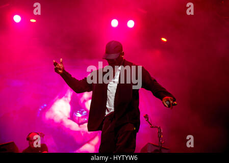 BARCELONA - 18 JUN: Skepta (Band) führen im Konzert beim Sonar Festival am 18. Juni 2016 in Barcelona, Spanien. Stockfoto