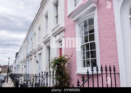 Pastell farbigen Notting Hill Erraced Häuser Stockfoto