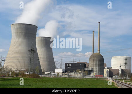 Atomkraftwerk Grundremmingen, Schwaben, Bayern, AKW, Atom, Atomkraftwerk, Stockfoto