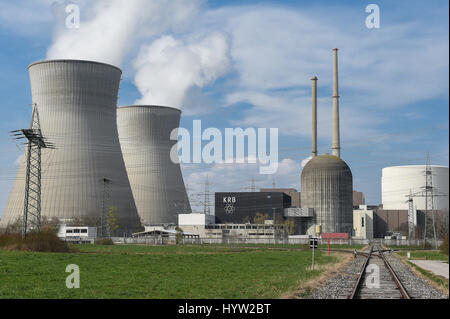 Atomkraftwerk Grundremmingen, Schwaben, Bayern, AKW, Atom, Atomkraftwerk, Stockfoto