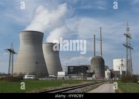 Atomkraftwerk Grundremmingen, Schwaben, Bayern, AKW, Atom, Atomkraftwerk, Stockfoto