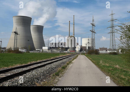 Atomkraftwerk Grundremmingen, Schwaben, Bayern, AKW, Atom, Atomkraftwerk, Stockfoto