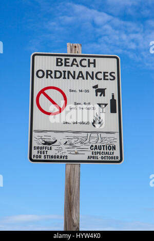 Strand Verordnung Schilder Florida USA Stockfoto