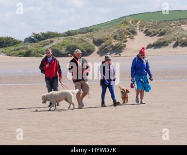 Croyde Strand, Devon, UK. 26. April 2017. auf einer sonnigen, kalten und windigen Wetter am Lügner. Bildnachweis: DTNews/Alamy Live Stockfoto