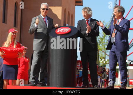 Tarragona, Spanien. 6. April 2017. Einweihung des Ferrari-Land in Port Aventura Welt, Tarragona Donnerstag, 6. April 2017. Bildnachweis: Gtres Información Más lokalen auf line,S.L./Alamand Live News Stockfoto