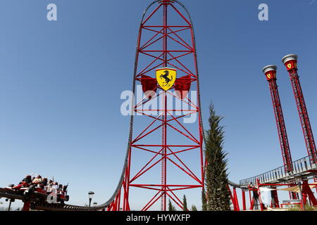 Tarragona, Spanien. 6. April 2017. Einweihung des Ferrari-Land in Port Aventura Welt, Tarragona Donnerstag, 6. April 2017. Bildnachweis: Gtres Información Más lokalen auf line,S.L./Alamand Live News Stockfoto