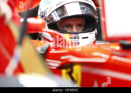 Shanghai, China. 7. April 2017. Motorsport: FIA Formel 1 Weltmeisterschaft 2017, Grand Prix der AChina, #5 Sebastian Vettel (GER, Scuderia Ferrari) | Bildnachweis: Dpa/Alamy Live-Nachrichten Stockfoto