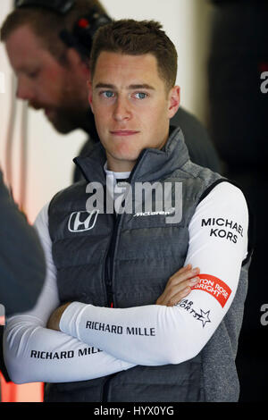 Shanghai, China. 7. April 2017. Motorsport: FIA Formel 1 Weltmeisterschaft 2017, Grand Prix der AChina, #2 Stoffel Vandoorne (BEL, McLaren-Honda) | Bildnachweis: Dpa/Alamy Live-Nachrichten Stockfoto