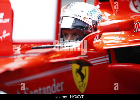 Shanghai, China. 7. April 2017. Motorsport: FIA Formel 1 Weltmeisterschaft 2017, Grand Prix der AChina, #5 Sebastian Vettel (GER, Scuderia Ferrari) | Bildnachweis: Dpa/Alamy Live-Nachrichten Stockfoto