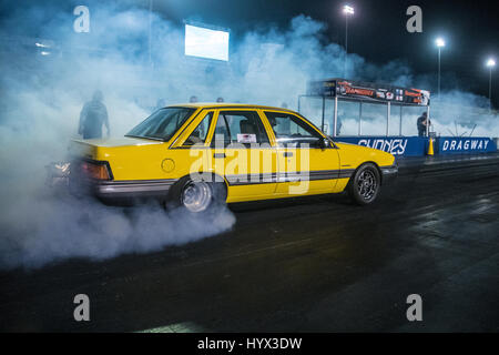 Sydney, Australien 7. April 2017: Sydney Jamboree Drag Racing Event - im Bild ist die Qualifikationsrunden der Sitzung. -Die Veranstaltung statt findet am Sydney Dragway über die 7. & 8. April. Bildnachweis: Mjmediabox / Alamy Live News Stockfoto