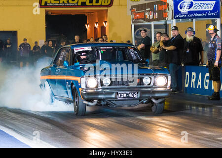 Sydney, Australien 7. April 2017: Sydney Jamboree Drag Racing Event - im Bild ist die Qualifikationsrunden der Sitzung. -Die Veranstaltung statt findet am Sydney Dragway über die 7. & 8. April. Bildnachweis: Mjmediabox / Alamy Live News Stockfoto