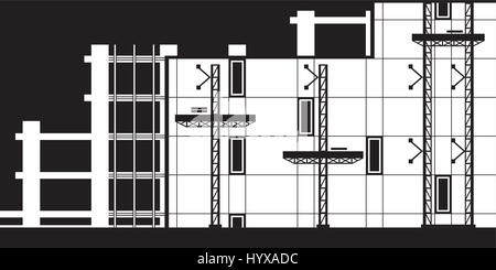 Gerüste für den Einbau der Fassade des Gebäudes - Vektor-illustration Stock Vektor