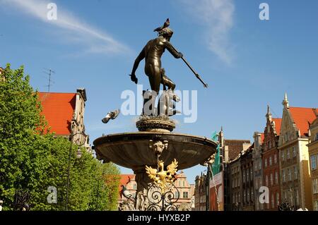 Polen, Danzig, der Neptun-Brunnen Stockfoto