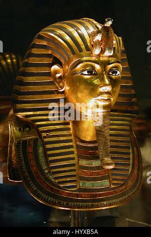 Die Maske des Tutanchamun im ägyptischen Museum Kairo. Stockfoto