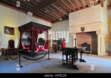 Innere des Clos Luce Herrenhaus in Amboise. Leonardo da Vinci lebte hier seit den letzten drei Jahren seines Lebens und starb dort am 2 Mai 1520 Stockfoto