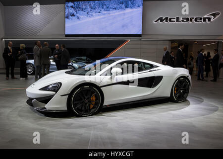 Genf, Schweiz - 7. März 2017: McLaren 570S Sportwagen auf der 87. Genfer Autosalon gezeigt. Stockfoto