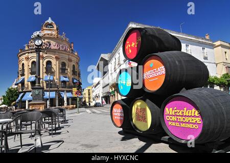 Gallo Azul Platz. Jerez De La Frontera, Provinz Cádiz, Andalusien, Spanien. Stockfoto