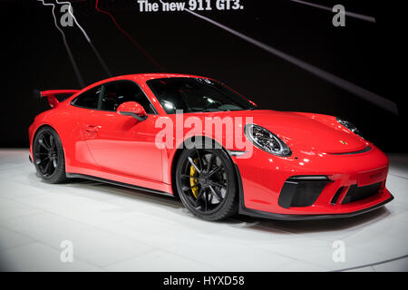 Genf, Schweiz - 7. März 2017: Neue 2018 Porsche 911 GT3-Sportwagen auf der 87. Genfer Autosalon vorgestellt. Stockfoto