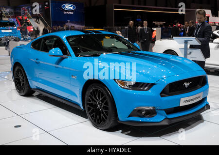 Genf, Schweiz - 7. März 2017: Ford Mustang Sportwagen auf der 87. Genfer Autosalon gezeigt. Stockfoto