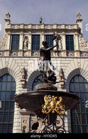 Polen, Danzig, der Artushof und dem Neptunbrunnen Stockfoto