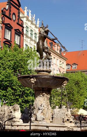 Polen, Danzig, der Neptun-Brunnen Stockfoto