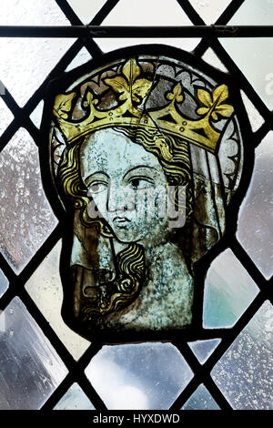 Mittelalterliche Glasmalereien in Bristol Cathedral, UK Stockfoto