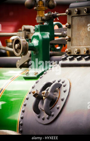 Dampfantrieb Zugmaschine Kessel Mechanik closeup Stockfoto