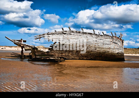 Schlechte Eddie's Boot Bunbeag Strand Gweedore Strand Donegal Irland Europa Stockfoto