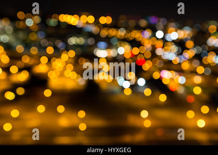 Eine abstrakte Aufnahme des nachts die Lichter von Memphis, Tennessee. Stockfoto