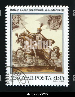 Ungarn - CIRCA 1980: Eine Briefmarke gedruckt in Ungarn Gabor Bethlen, Copperplate Print, circa 1980 zeigt. Stockfoto