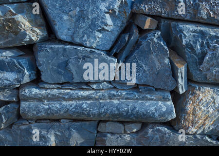 Abstrakte Textur einer rustikalen Vintage blau Steinmauer Stockfoto