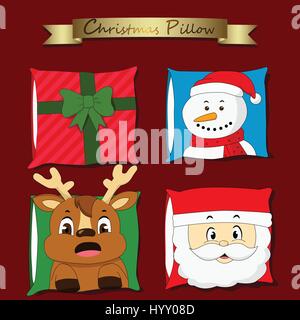 Bunte Weihnachten Kissen Vektor Stock Vektor