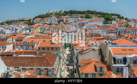 Panoramablick vom Elevador de Santa Justa, Lissabon, Portugal, Juni-28-2016 Stockfoto