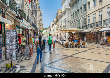 Rua Augusta am Nachmittag, Lissabon, Portugal, Juni-28-2016 Stockfoto