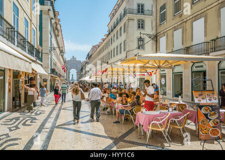 Rua Augusta am Nachmittag, Lissabon, Portugal, Juni-28-2016 Stockfoto