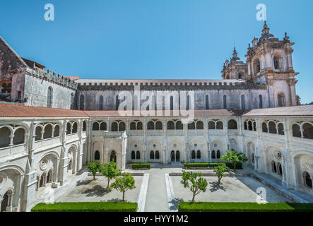 Kreuzgang, Kloster Alcobaca, Portugal, 3. Juli 2016 zum Schweigen zu bringen Stockfoto