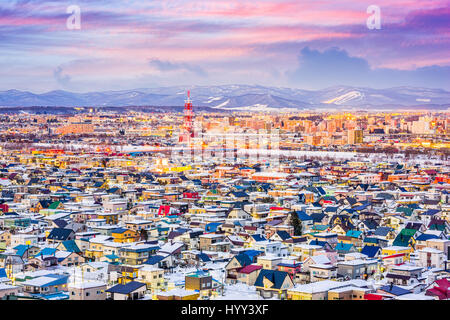 Asahikawa, Japan Winter Stadtbild in Hokkaido. Stockfoto