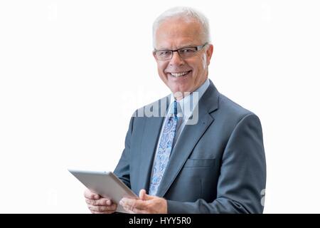 Ältere Mann mit digital-Tablette. Stockfoto