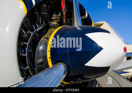 Historisches Flugzeug auf dem Display an der Jacqueline Cochran Airshow in thermische, CA Stockfoto