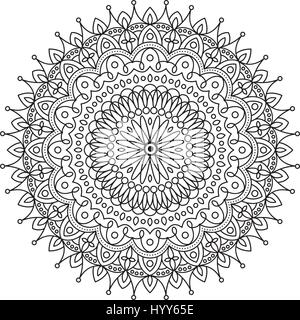 Coloring Book Mandala. Kreisen Sie Spitze Ornament, rundem ornamentalen Mandala-Muster, schwarz / weiß Design. Vektor für Malvorlagen Stock Vektor