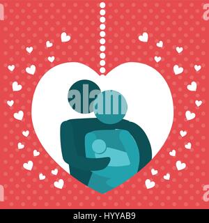 schöne Familie Plakat zusammen Herzen Dekoration Stock Vektor