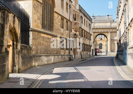 Merton Straße zeigen, Corpus Christi College. Oxford, Oxfordshire, Vereinigtes Königreich Stockfoto